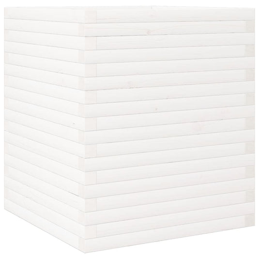 VidaXL Plantenbak 60x60x68,5 cm massief grenenhout wit