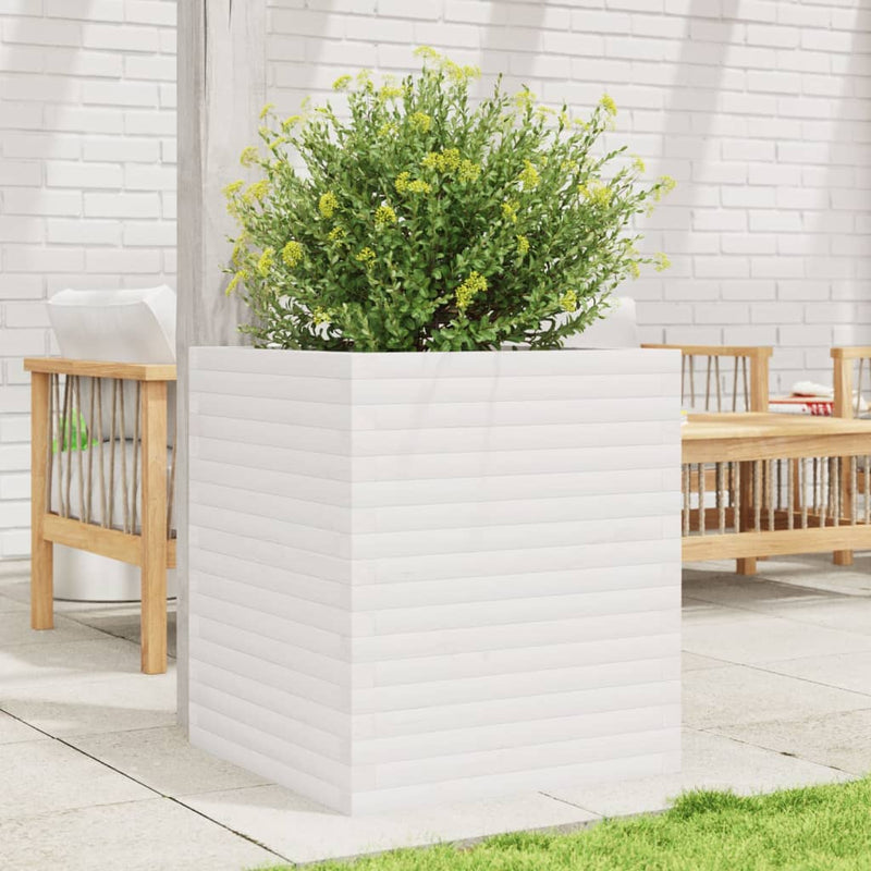 Load image into Gallery viewer, VidaXL Plantenbak 60x60x68,5 cm massief grenenhout wit
