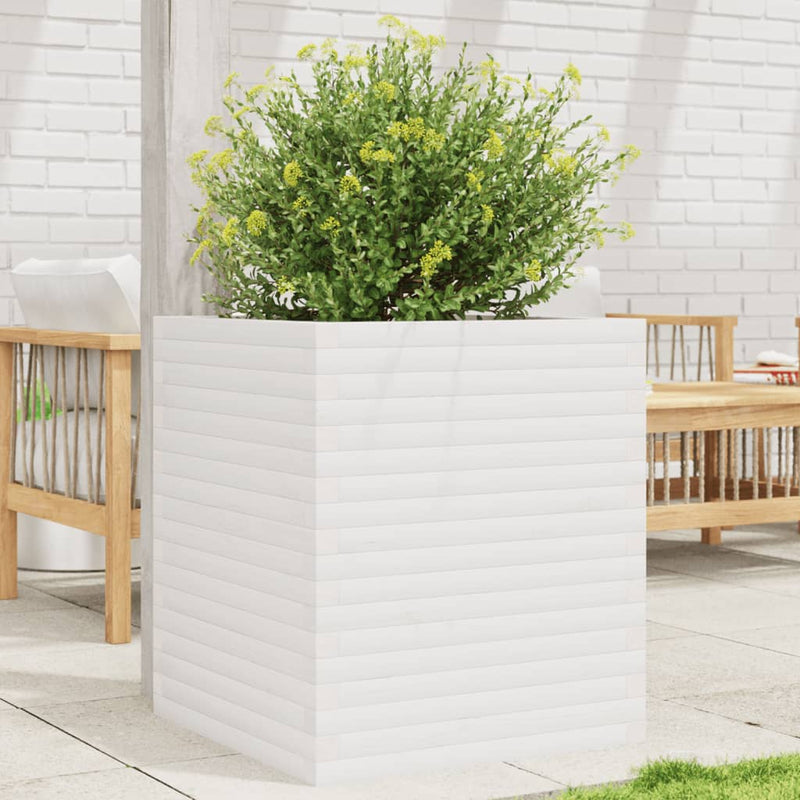 Load image into Gallery viewer, VidaXL Plantenbak 60x60x68,5 cm massief grenenhout wit
