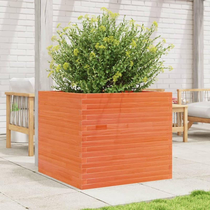 Load image into Gallery viewer, VidaXL Plantenbak 80x80x68,5 cm massief grenenhout wasbruin
