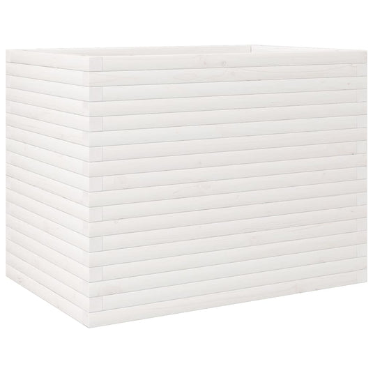 VidaXL Plantenbak 90x60x68,5 cm massief grenenhout wit