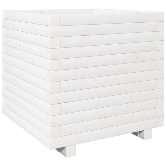 Vidaxl plantenbak 50x50x49,5 cm massief grenenhout wit