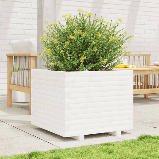 Vidaxl plantenbak 60x60x49,5 cm massief grenenhout wit
