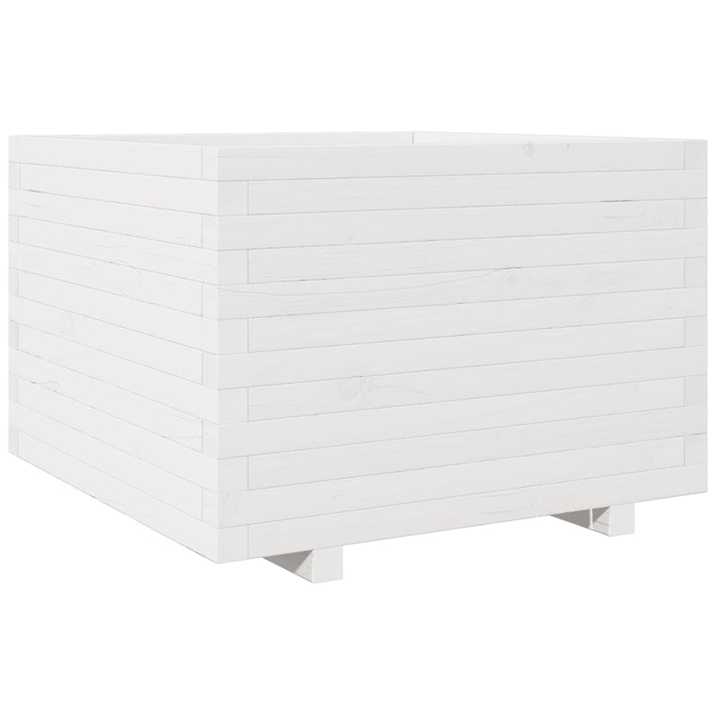 Afbeelding laden in galerijviewer, Vidaxl plantenbak 70x70x49,5 cm massief grenenhout wit
