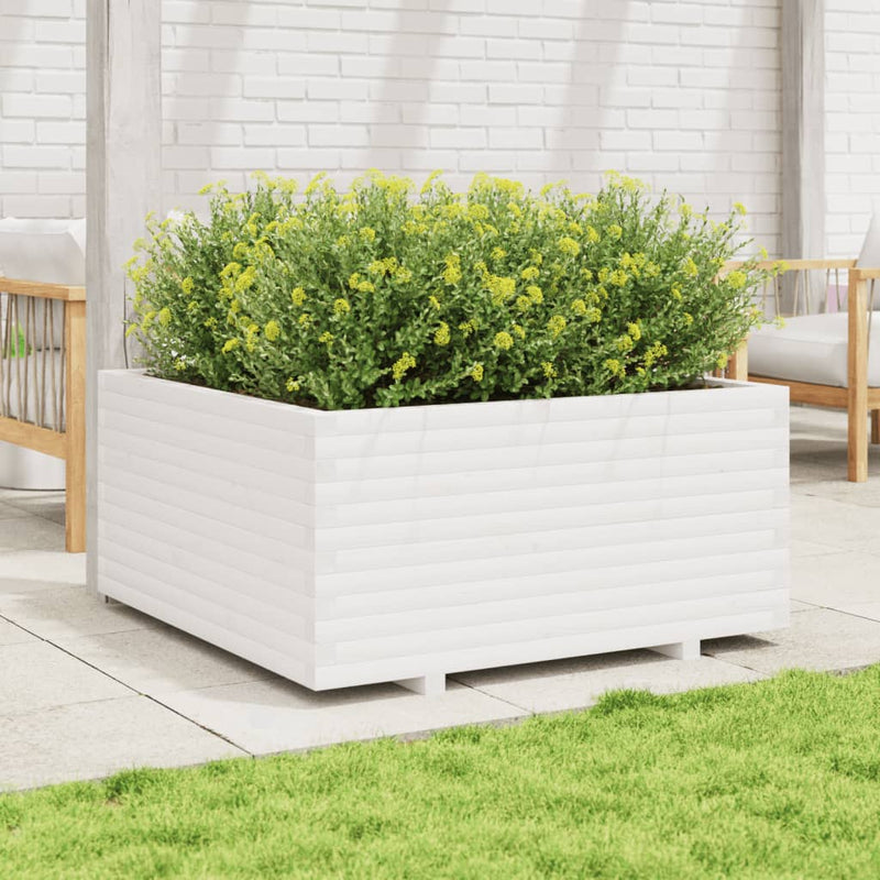 Load image into Gallery viewer, VidaXL Plantenbak 100x100x49,5 cm massief grenenhout wit
