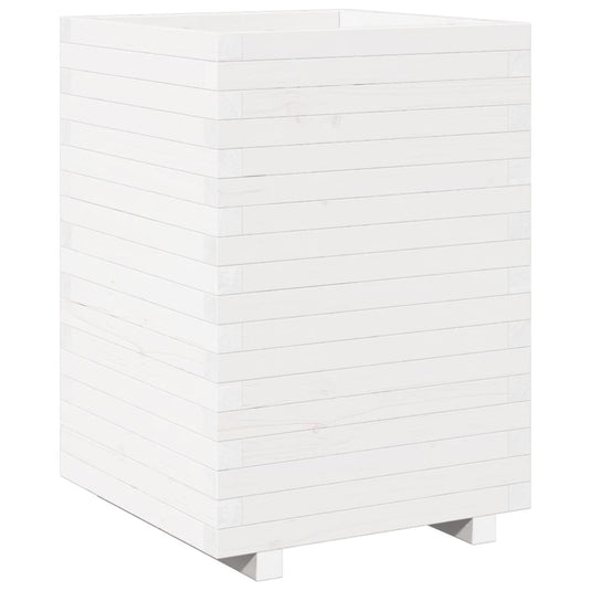 Vidaxl plantenbak 50x50x72,5 cm massief grenenhout wit