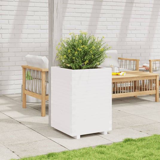 Vidaxl plantenbak 50x50x72,5 cm massief grenenhout wit