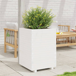 Vidaxl plantenbak 50x50x72,5 cm massief grenenhout wit