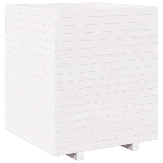 VidaXL Plantenbak 60x60x72,5 cm massief grenenhout wit