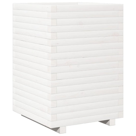 Vidaxl plantenbak 50x50x72 cm massief grenenhout wit
