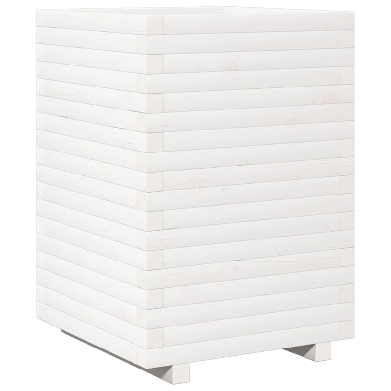 Load image into Gallery viewer, Vidaxl plantenbak 50x50x72 cm massief grenenhout wit

