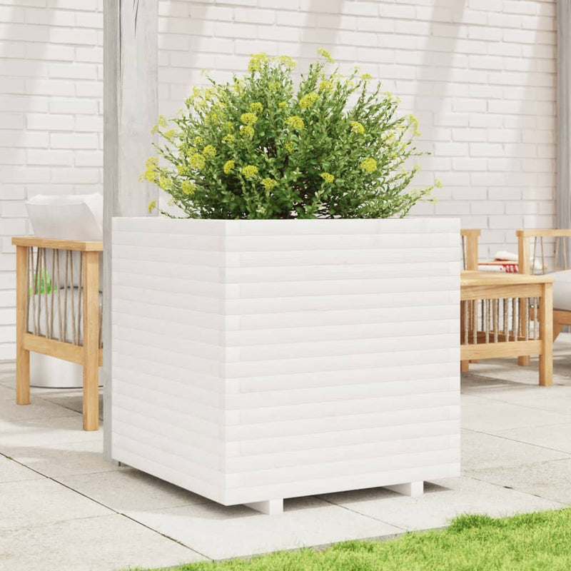 Load image into Gallery viewer, VidaXL Plantenbak 70x70x72 cm massief grenenhout wit
