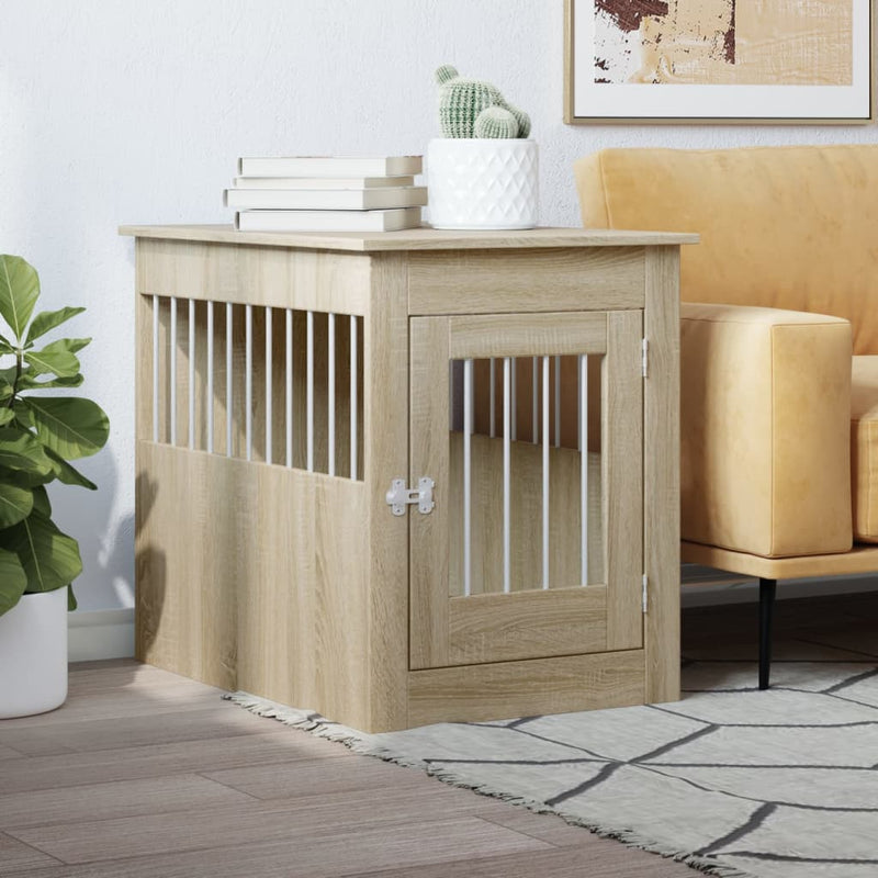 Load image into Gallery viewer, Vidaxl hondenbench 55x75x65 cm bewerkt hout sonoma eikenkleurig
