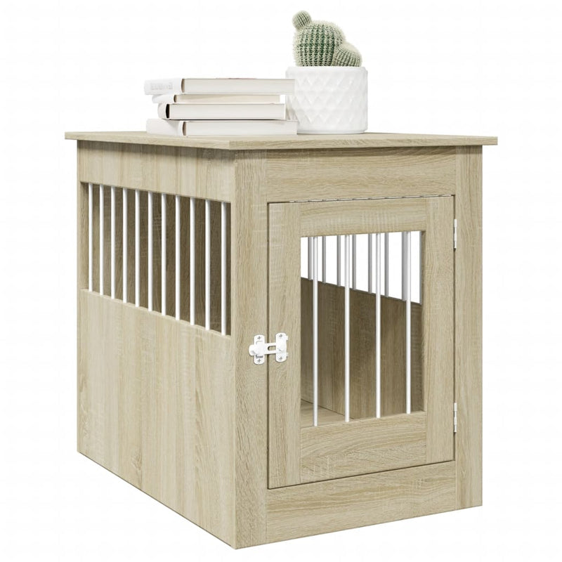 Load image into Gallery viewer, Vidaxl hondenbench 55 x 80 x 68 cm bewerkt hout sonoma eikenkleurig
