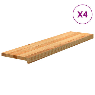 Vidaxl traptreden 4 st 100x25x2 cm massief eikenhout lichtbruin