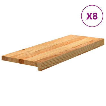 Vidaxl traptreden 8 st 70x25x2 cm massief eikenhout lichtbruin
