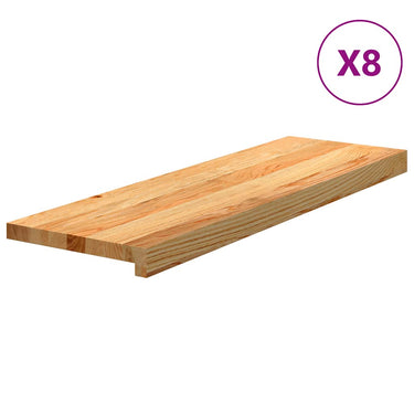 Vidaxl traptreden 8 st 80x25x2 cm massief eikenhout lichtbruin
