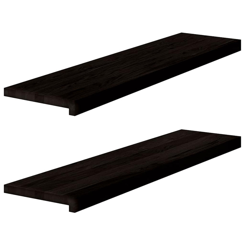 Load image into Gallery viewer, Vidaxl traptreden 2 st 100x30x2 cm massief eikenhout donkerbruin
