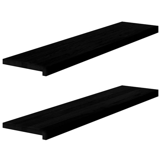 Vidaxl vensterbanken 2 st 110x25x2 cm massief eikenhout bruin-zwart