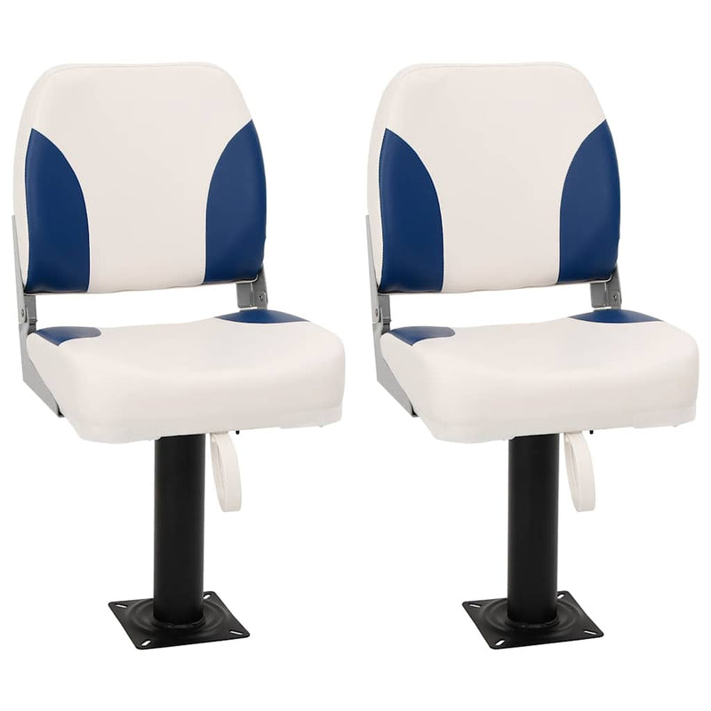 Afbeelding laden in galerijviewer, Vidaxl bootstoel 2 set inklapbaar 41x36x48 cm blauw en wit
