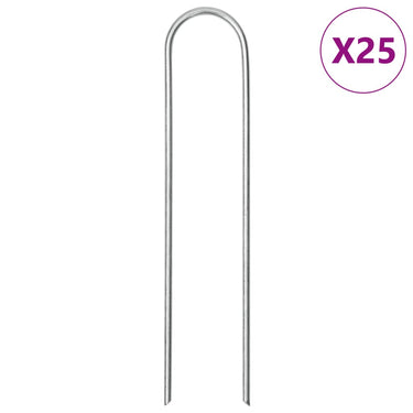 Vidaxl grondharingen 25 st u-vormig 15x3,5 cm gegalvaniseerd staal
