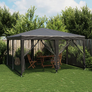 Vidaxl partytent met 8 mesh zijwanden 4x4 m hdpe antracietkleurig