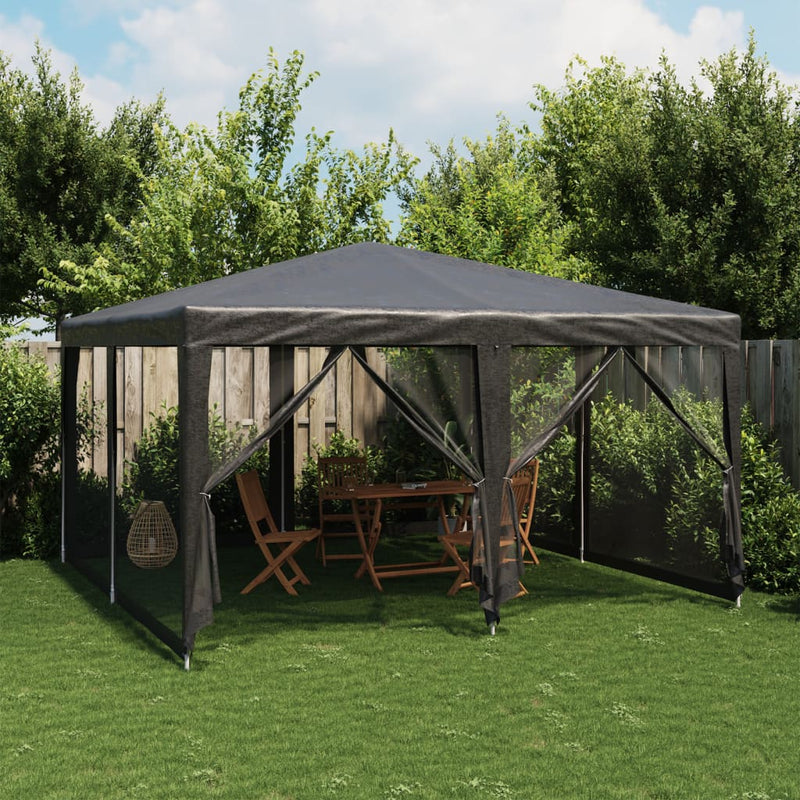 Load image into Gallery viewer, Vidaxl partytent met 8 mesh zijwanden 4x4 m hdpe antracietkleurig
