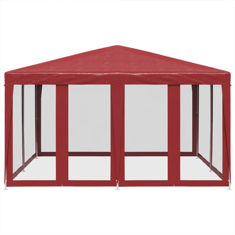 VidaXL Partytent met 8 mesh zijwanden 4x4 m HDPE rood