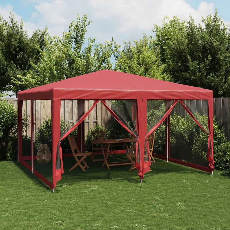 Load image into Gallery viewer, Vidaxl partytent met 8 mesh zijwanden 4x4 m hdpe rood
