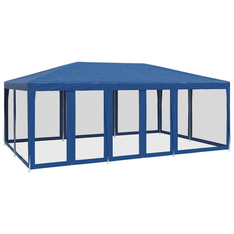 Load image into Gallery viewer, Vidaxl partytent met 10 mesh zijwanden 6x4 m hdpe blauw
