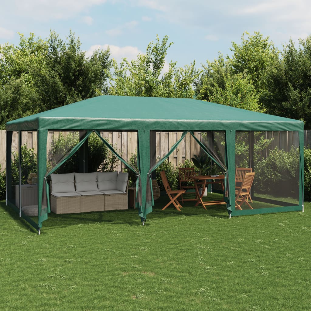 VidaXL Partytent met 10 mesh zijwanden 6x4 m HDPE groen