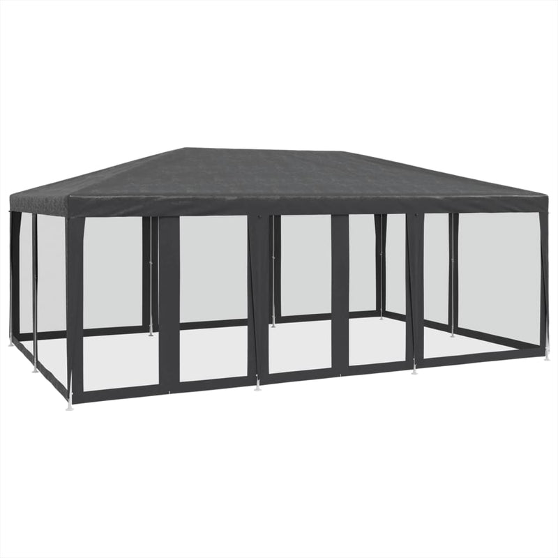 Load image into Gallery viewer, Vidaxl partytent met 10 mesh zijwanden 6x4 m hdpe antracietkleurig

