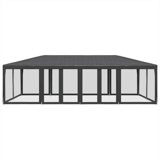 Vidaxl partytent met 12 mesh zijwanden 8x4 m hdpe antracietkleurig