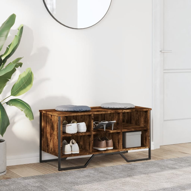 Load image into Gallery viewer, Vidaxl schoenenkast 90x38x45,5 cm bewerkt hout gerookt eikenkleurig
