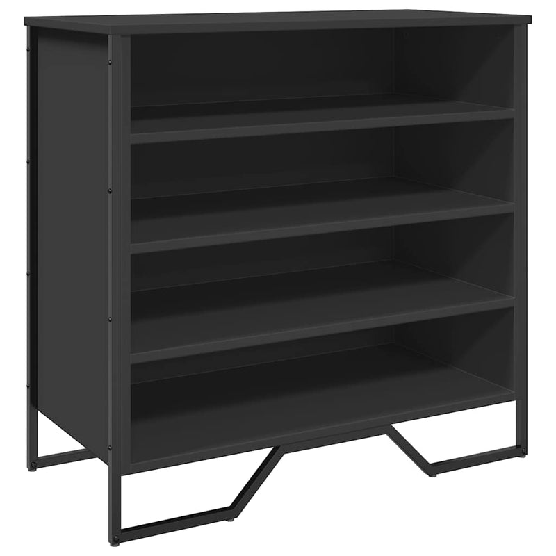Afbeelding laden in galerijviewer, Vidaxl schoenenkast 80x38x78 cm bewerkt hout zwart
