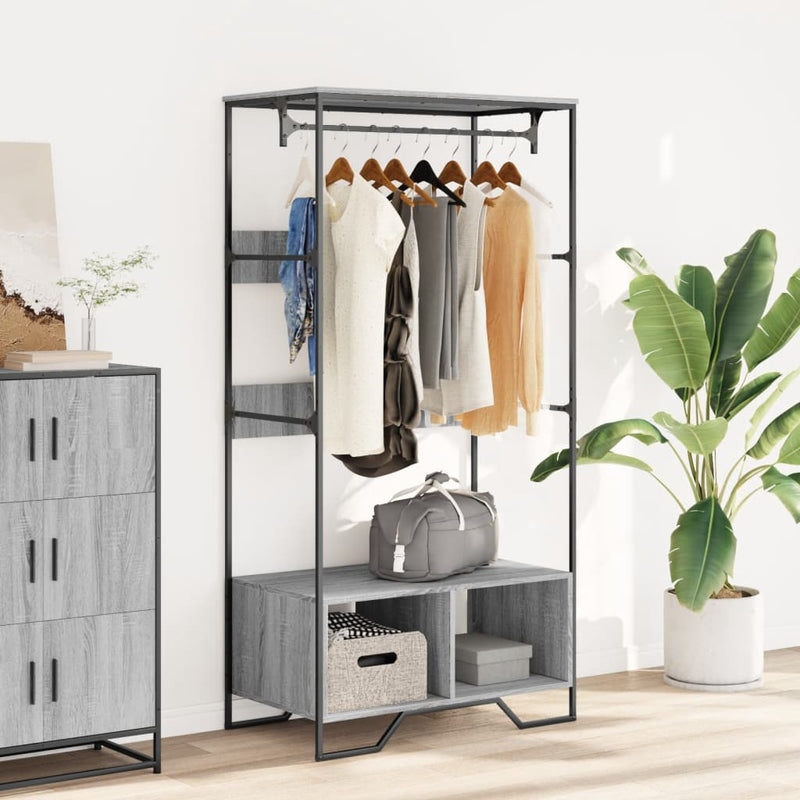 Load image into Gallery viewer, Vidaxl kledingkast 90x50x180 cm bewerkt hout grijs sonoma eikenkleurig
