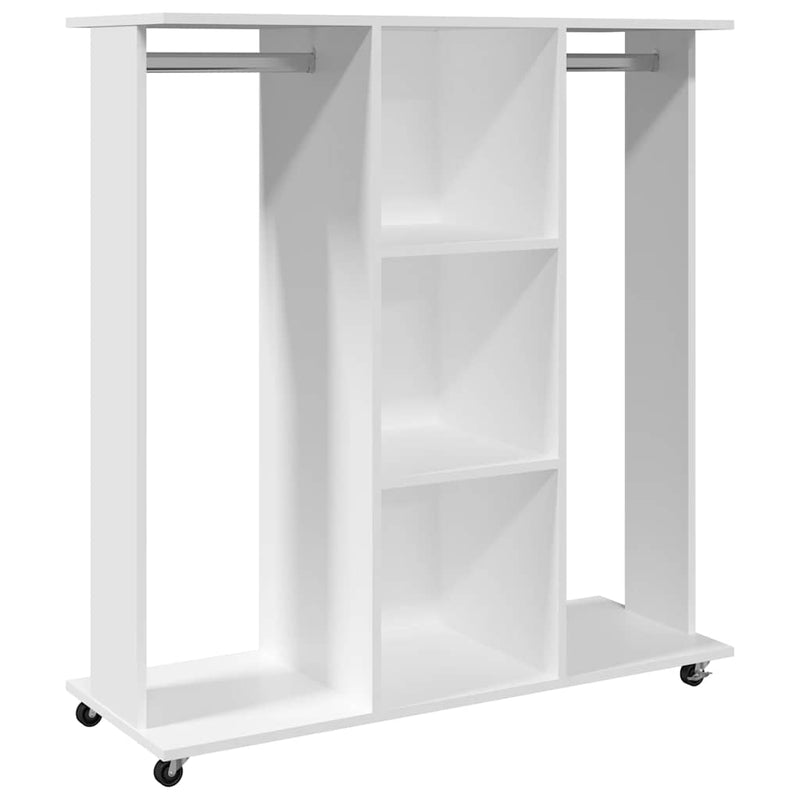 Load image into Gallery viewer, Vidaxl kledingkast met wielen 102x38x110 cm bewerkt hout wit
