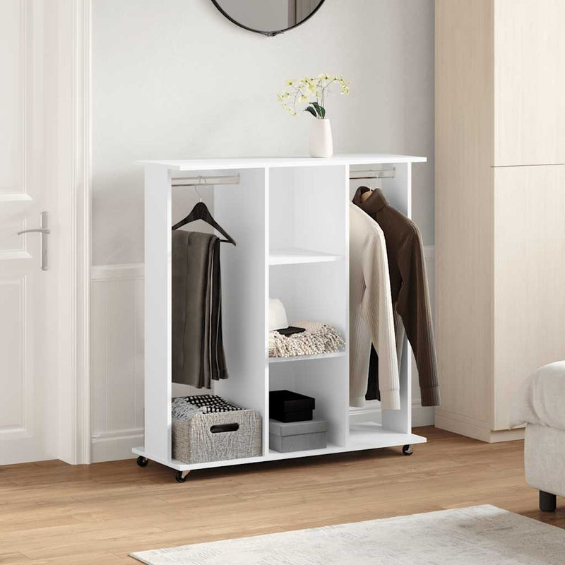 Load image into Gallery viewer, Vidaxl kledingkast met wielen 102x38x110 cm bewerkt hout wit
