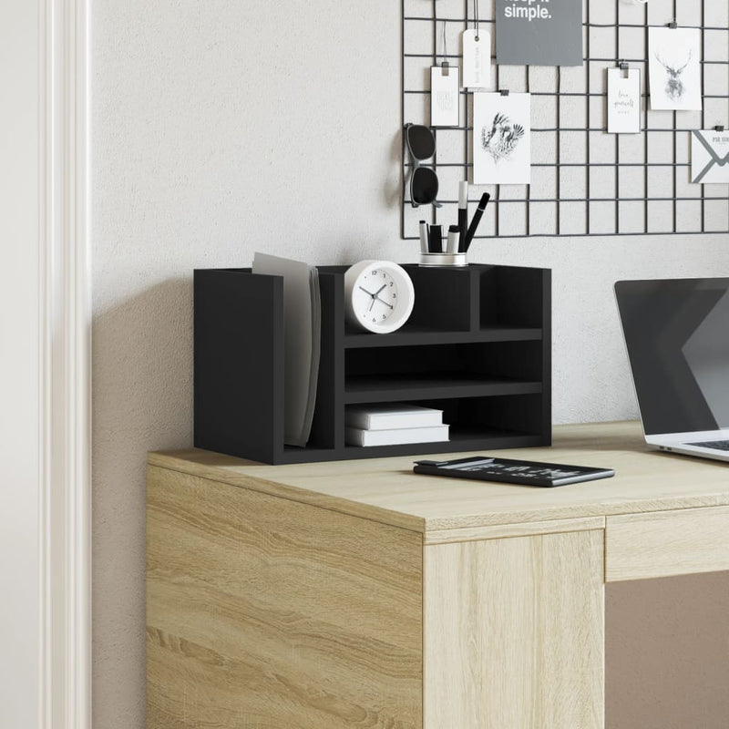 Load image into Gallery viewer, Vidaxl bureau organiser 44,5x24x25 cm bewerkt hout zwart
