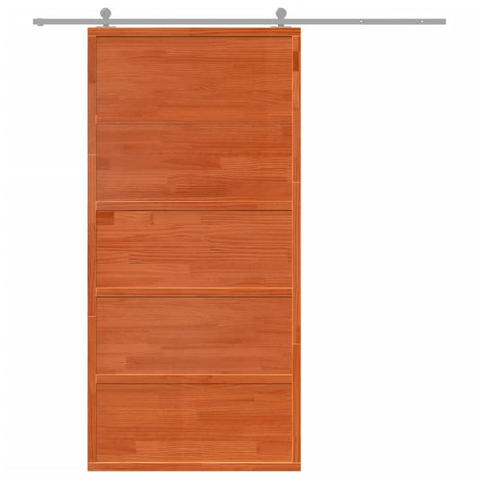 Vidaxl schuifdeur 100x208 cm massief grenenhout wasbruin