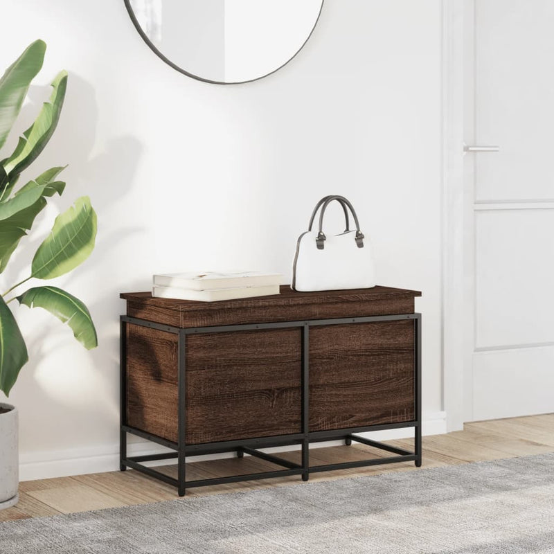 Load image into Gallery viewer, Vidaxl opbergbox met deksel 80x40x51,5 cm bewerkt hout bruin eiken
