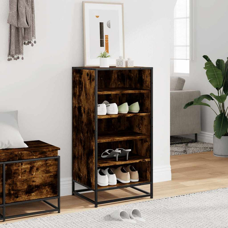 Load image into Gallery viewer, Vidaxl schoenenrek 48x38x97,5 cm bewerkt hout gerookt eikenkleurig
