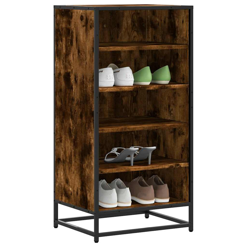 Load image into Gallery viewer, Vidaxl schoenenrek 48x38x97,5 cm bewerkt hout gerookt eikenkleurig
