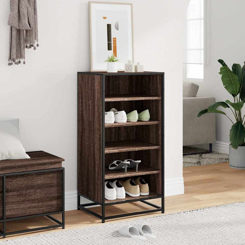 Load image into Gallery viewer, Vidaxl schoenenrek 48x38x97,5 cm bewerkt hout bruin eikenkleurig
