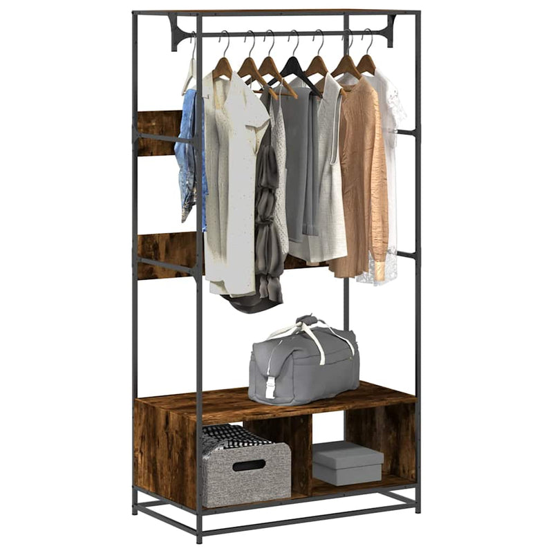 Load image into Gallery viewer, Vidaxl kledingkast 90x50x180 cm bewerkt hout gerookt eikenkleurig
