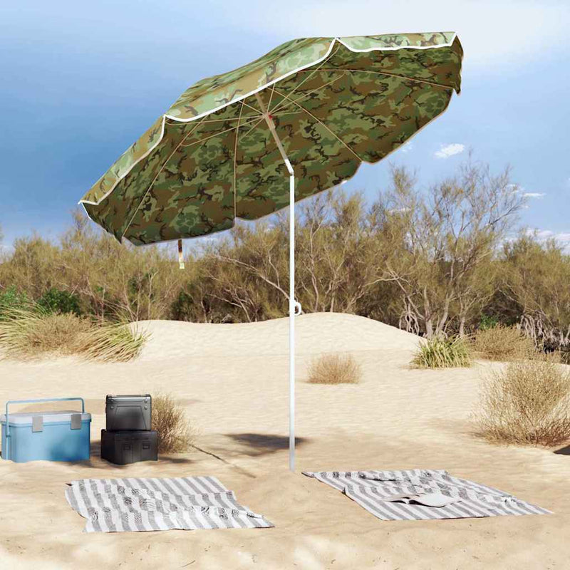 Chargez l'image dans la visionneuse de la galerie, Vidaxl strandparasol camouflage 263 x 263 x 272 cm polyester en metaal
