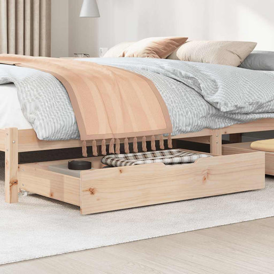Vidaxl bedlades 2 st met wieltjes 95x55x17 cm massief grenenhout