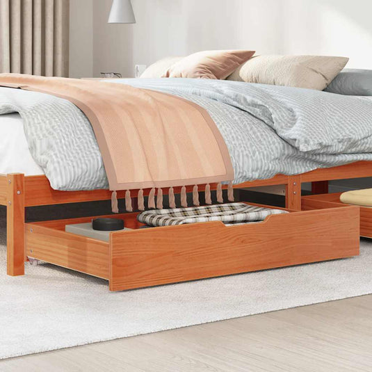 Vidaxl bedlades 2 st 90x55x17 massief grenenhout wasbruin