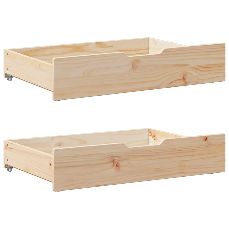 Load image into Gallery viewer, Vidaxl bedlades 2 st met wieltjes 80x55x17 cm massief grenenhout
