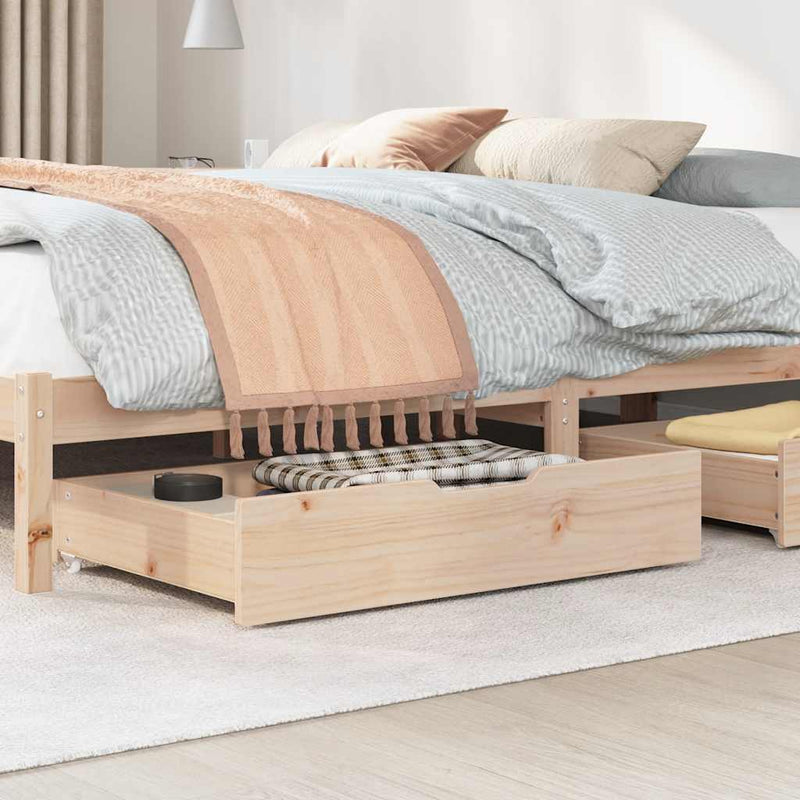 Load image into Gallery viewer, Vidaxl bedlades 2 st met wieltjes 80x55x17 cm massief grenenhout
